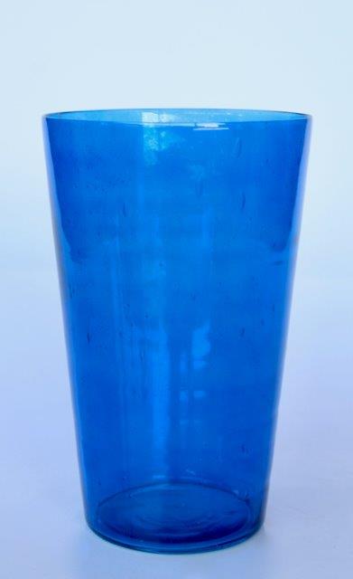 BLUE AIR BUBBLE GLASS VASE  27X17CM